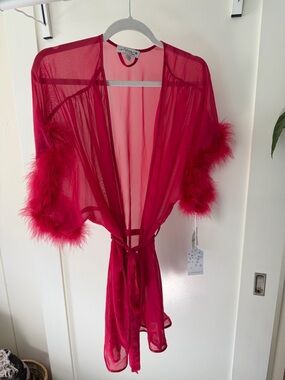 Inbloom by Jonquil Sheer Marabou-Trim Robe